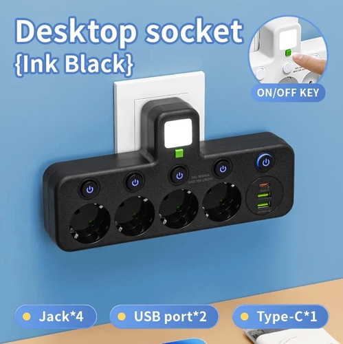 1pc plug socket - eu, 5-socket