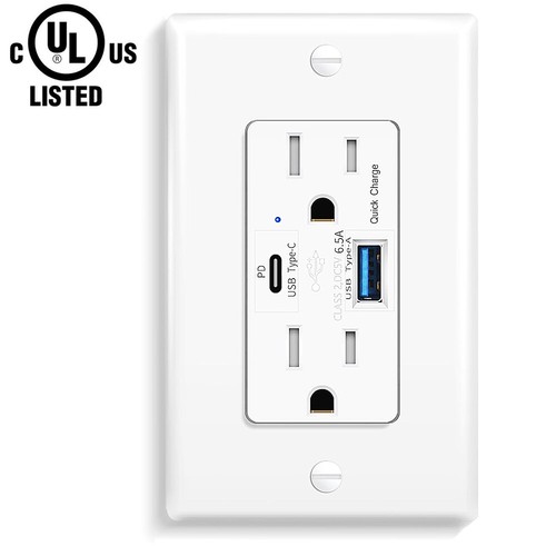 1pk 15a usb - usb-c, wall